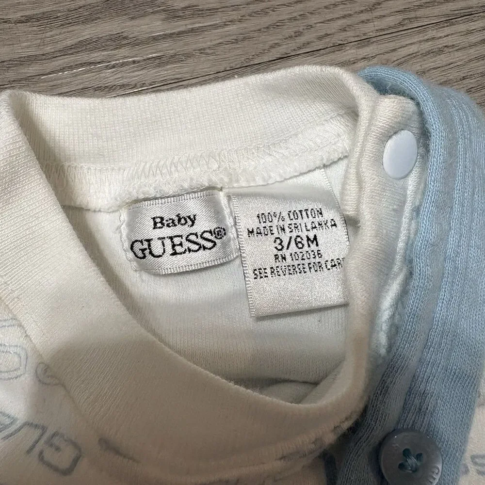 Vintage Baby Guess Overalls with White Shirt Size 3-6 Months Blue